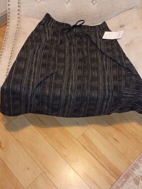 Athleta Black Striped Circle Skater Skirt